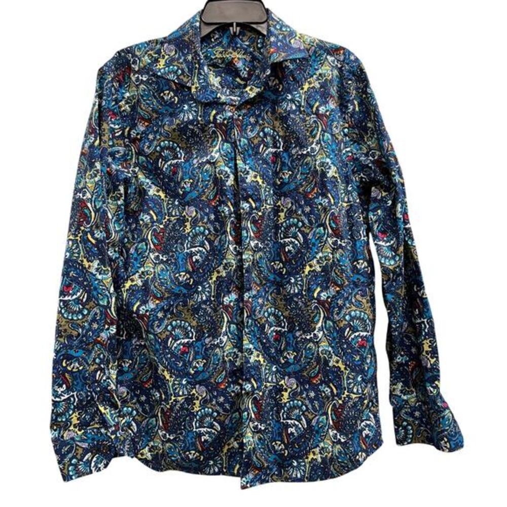 Tasso Elba blue paisley shirt long sleeve button down Blokecore NWOT SZ M